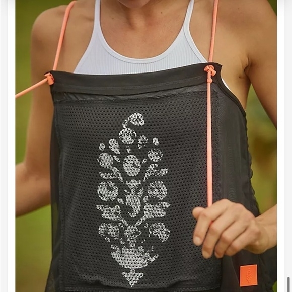 FP Movement by Free People Black Strappy Camisole Neon Orange Corded Straps - Picture 3 of 12